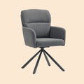 Gepolsterter Esszimmerstuhl Grau in Leinen-Optik, 360 Grad drehbar, mit Armlehnen und schwarzem Sternfuß