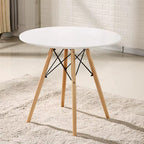 Moderner Weißer Runder Küchentisch - Massivholzbeine, Eames Stil