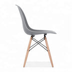 Nordischer Esszimmerstuhl – Dunkelgrau, Kunststoff Sitz, Buche Holzbeine