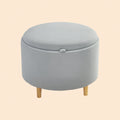 Hocker Grau (56x56 cm) mit Stauraum – Teddyfleece Ottomane mit umkehrbarem Tablett-Deckel