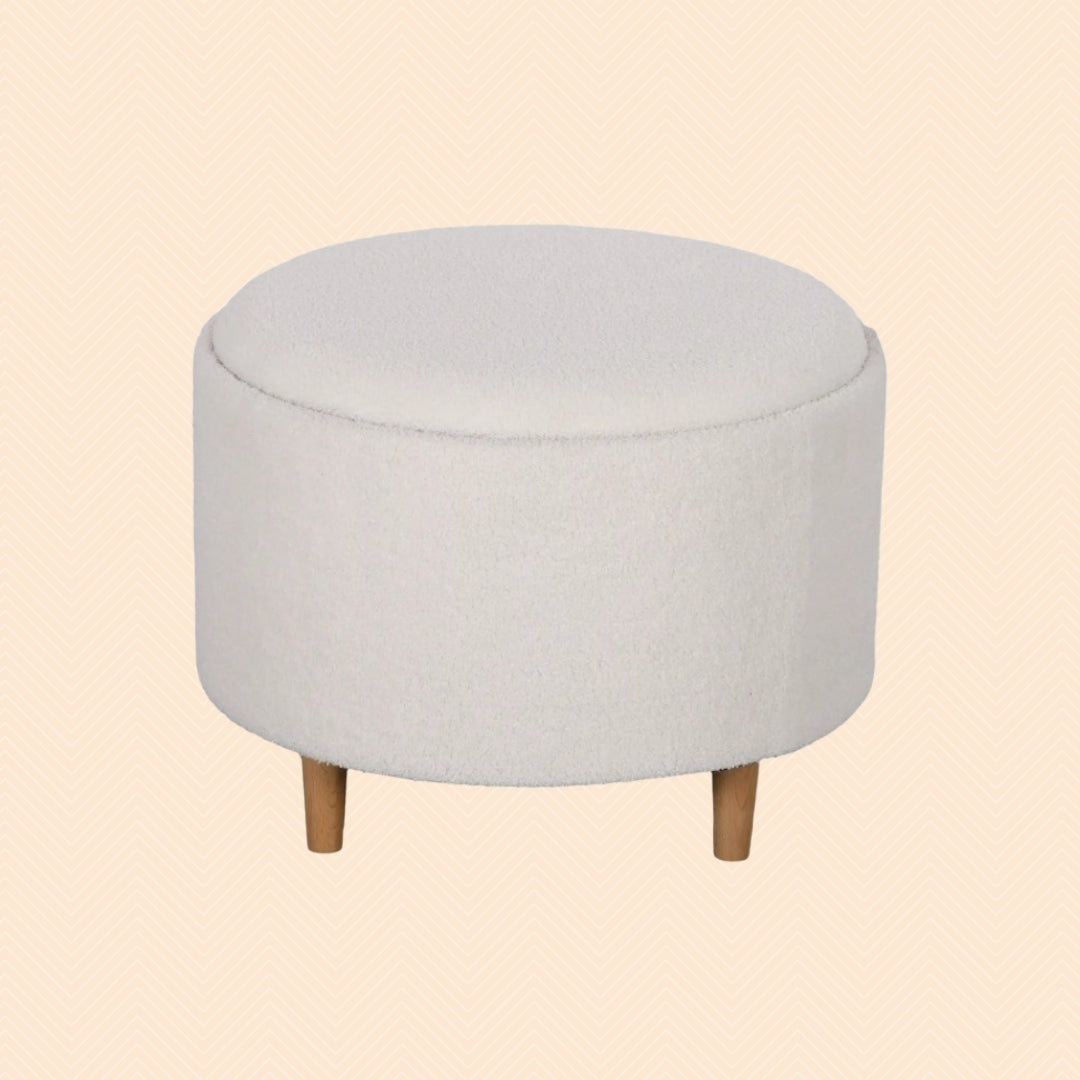 Hocker Weiß (56x56 cm) mit Stauraum – Teddyfleece Ottomane mit umkehrbarem Tablett-Deckel
