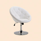 Loungesessel Drehhocker Weiß Kunstleder – Höhenverstellbarer Relaxsessel mit Wippmechanik