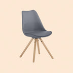 Nordischer Esszimmerstuhl – Dunkelgrau, Kunstleder Sitz, Buche Holzbeine