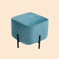 Quadratischer Fußhocker Türkis (44,5 cm) – Samt-Optik Ottomane mit Stahlrahmen und 110 kg Belastbarkeit