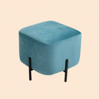 Quadratischer Fußhocker Türkis (44,5 cm) – Samt-Optik Ottomane mit Stahlrahmen und 110 kg Belastbarkeit