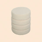 Runder Hocker Beige (Ø40 cm) – Teddyfleece Ottomane mit Holzbeinen und 120 kg Belastbarkeit