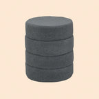 Runder Hocker Dunkelgrau (Ø40 cm) – Teddyfleece Ottomane mit Holzbeinen und 120 kg Belastbarkeit