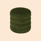 Runder Hocker Grün (Ø40 cm) – Teddyfleece Ottomane mit Holzbeinen und 120 kg Belastbarkeit