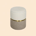 Sitzhocker Cremeweiß mit Stauraum (30,6 L) – Zweifarbige Chenille-Ottomane mit Metallring