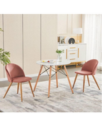 Skandinavisches Design 2-Personen Essgruppe - Runder Tisch & Samtstühle (Rosa)