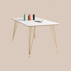 Skandinavisches Design Weißer Esstisch - Mit Goldenen Metallbeinen