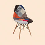 Patchwork Esszimmerstuhl – Mehrfarbig Orange-Töne, Stoffbezug, Holzgestell