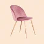 Skandinavisches Design 2-Personen Essgruppe - Runder Tisch & Samtstühle (Rosa)