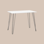 Skandinavisches Design Esstisch - Weiß mit Schwarzen Metallbeinen