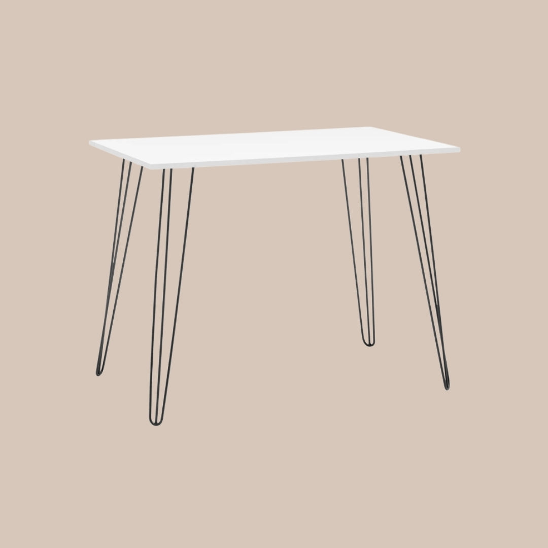 Skandinavisches Design Esstisch - Weiß mit Schwarzen Metallbeinen