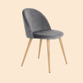 Moderner Samtstuhl (Grau) - Eleganz mit Komfort und Holzoptik-Beinen